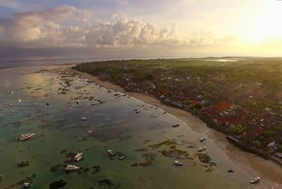 Professional aerial drone photography of Lembongan Island Beach Villas by LuxViz in Bali Indonesia