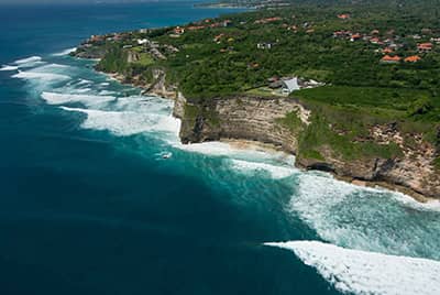 Professional aerial drone photography of the Uluwatu peninsula by LuxViz in Bali Indonesia
