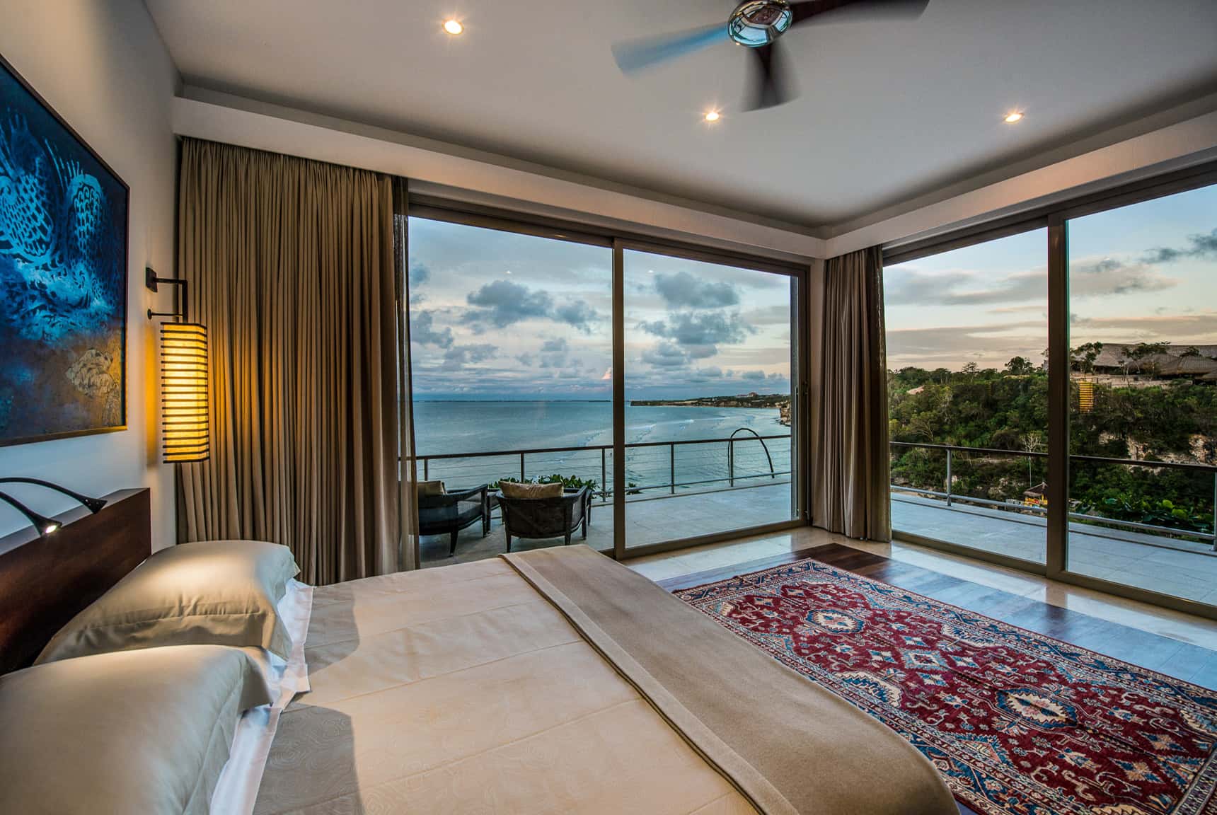 Editing digital photography of luxury hotels, resorts and villas by LuxViz: Villa Laut Bali - interior bedroom with exterior ocean views