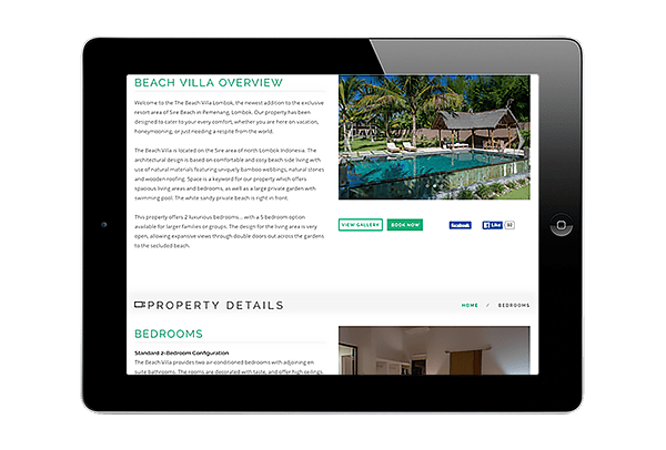 LuxViz mobile-optimized website for luxury hotels and villas - tablet layout
