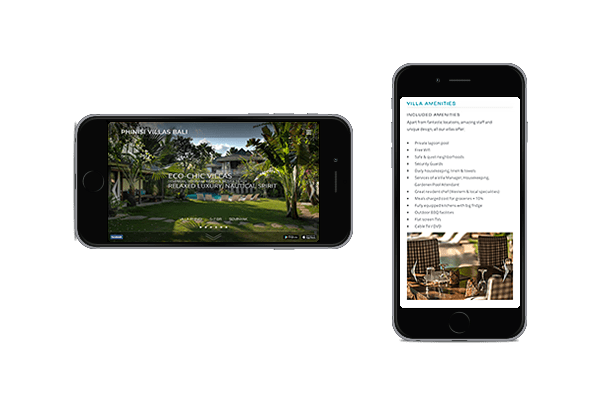 LuxViz mobile-optimized website for luxury hotels and villas - phone layout